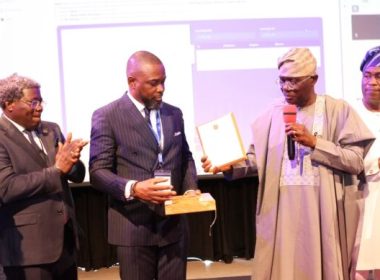 L-R: Special Adviser to Governor on eGIS and Urban Development, Dr. Olajide Abiodun Babatunde; Chairman Innovacore Technologies Pte,Ltd Singapore, Governor of Lagos State, Babajide Olusola Sanwo and his Deputy,Dr.Kadir Obafemi Hamzat during the Official Launch of the Electronic Physical Planning Process System (EPPPS) hosted by the Office of the Special Adviser on e-GIS & Urban Development at Royal Box Event Centre, 65, Adeola Odeku Street, Victoria Island.