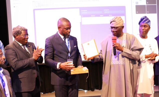 L-R: Special Adviser to Governor on eGIS and Urban Development, Dr. Olajide Abiodun Babatunde; Chairman Innovacore Technologies Pte,Ltd Singapore, Governor of Lagos State, Babajide Olusola Sanwo and his Deputy,Dr.Kadir Obafemi Hamzat during the Official Launch of the Electronic Physical Planning Process System (EPPPS) hosted by the Office of the Special Adviser on e-GIS & Urban Development at Royal Box Event Centre, 65, Adeola Odeku Street, Victoria Island.